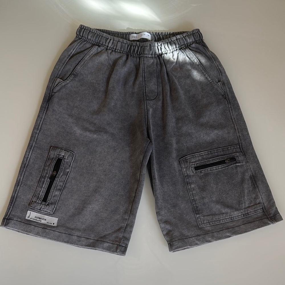 Zara Charcoal Elastic Waist Shorts